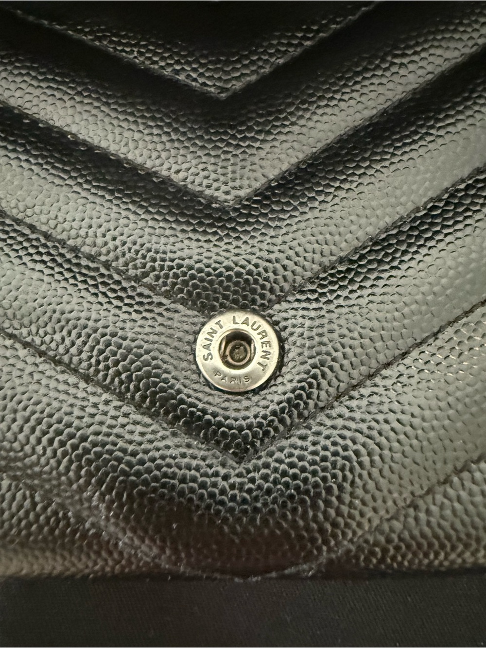 Saint Laurent Black Quilted Chevron Leather Envelope Clutch - Picture 7 of 11